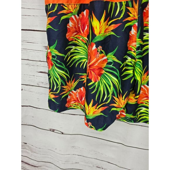Faded Glory Men's Hawaiian Floral Swim Trunks - Elastic Waist & Drawstring - Picture 8 of 11